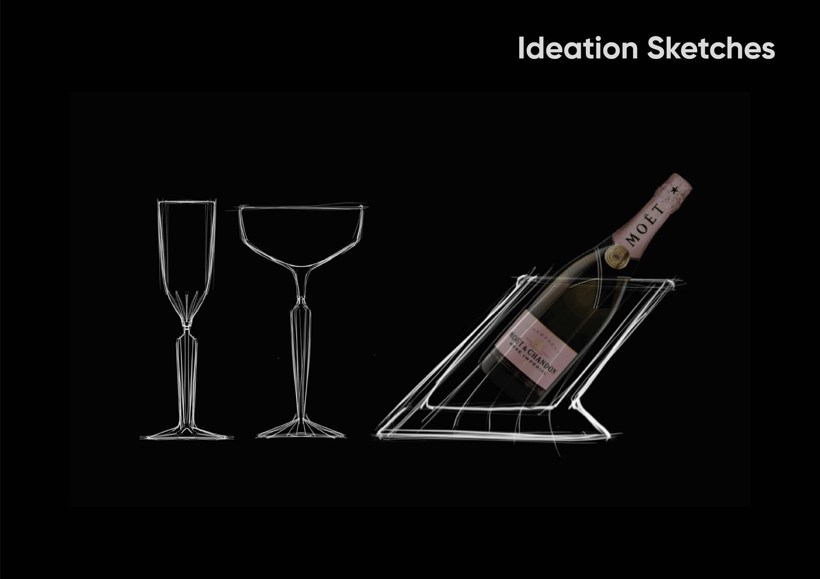 İdeation sketch seti, coupe ve carafe varyasyonları